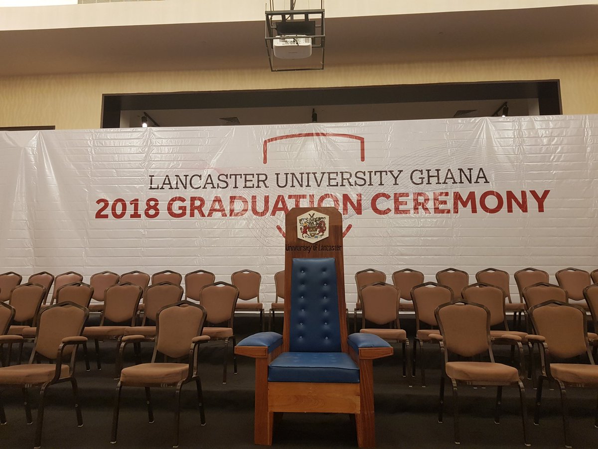 LancasterGhana's tweet photo. The stage is set! Ceremony starts in less than an hour. Catch the live broadcast from 11 am on our Facebook page! #LUGGrad2018 #LUGclassof2018 https://t.co/yFgSxhZyzP
