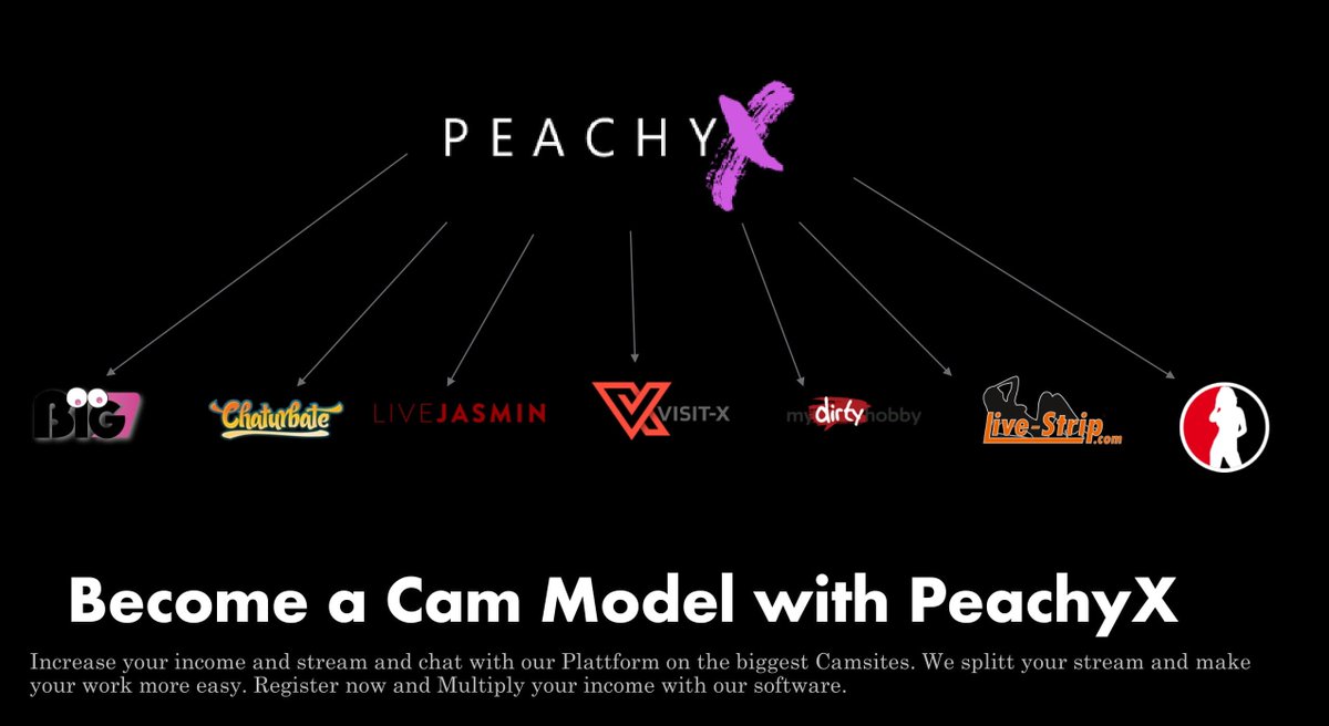 PeachyxCom's tweet photo. Become a Cam Model with PeachyX and increase your Income with our new Software. #becomeacammodel #camgirl #softwareforcamgirls #onlinecamsplitter https://t.co/eLxfasWPg9 https://t.co/zZsUc6Mi70