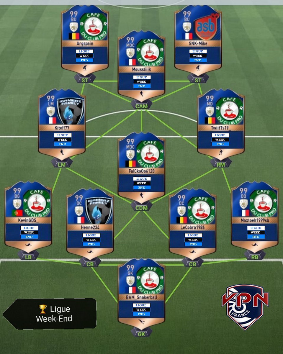 offvirtualproN's tweet image. 🏆 Ligue Week-end

Équipe type de la saison

Venez vous inscrire pour la nouvelle saison Weekend sur VPN 😉