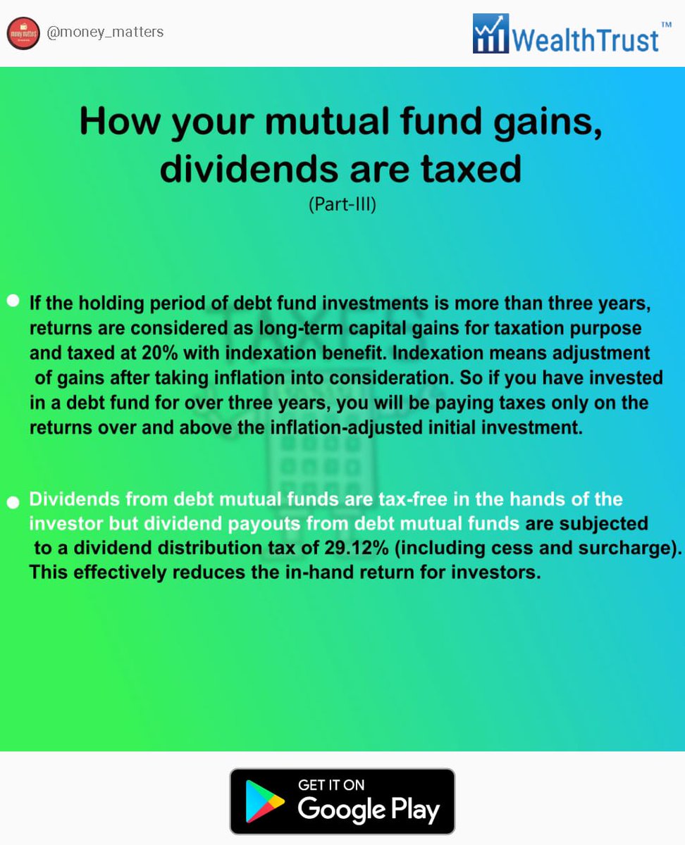 WealthTrust's tweet photo. How your mutual fund gains,
dividends are taxed, Part-3

https://t.co/JiovIohXle https://t.co/9LHtj4emcy
