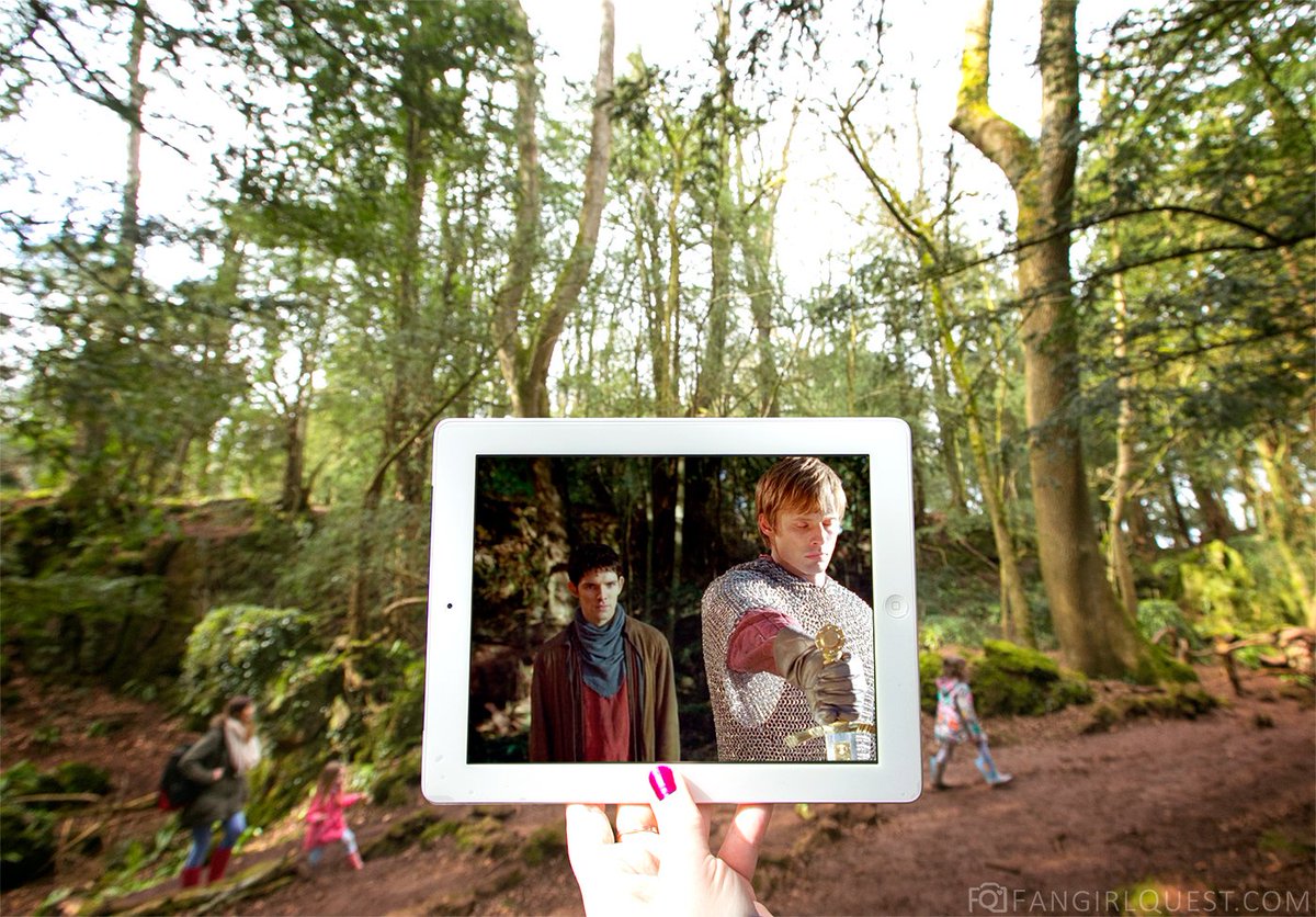 FangirlQuest's tweet photo. #10YearsOfMerlin, part 1: filming locations in Puzzlewood, UK. We miss these guys 💖 thanks for the adventures, on screen &amp; in real life!

@BradleyJames #ColinMorgan #Merlin #sceneframing https://t.co/iIh5Tn77AY