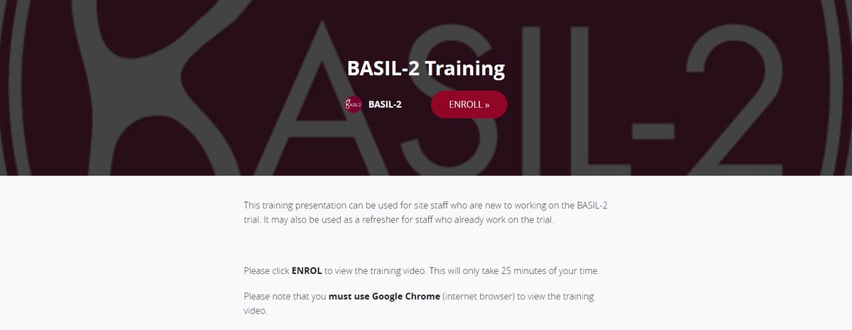basil_trials's tweet photo. The #BASIL2 online training video is now available! If you are new to the trial or would like a refresher, please enrol at: https://t.co/Z4hHTqgXmJ
#BASILTrials https://t.co/9nwiZuhhat