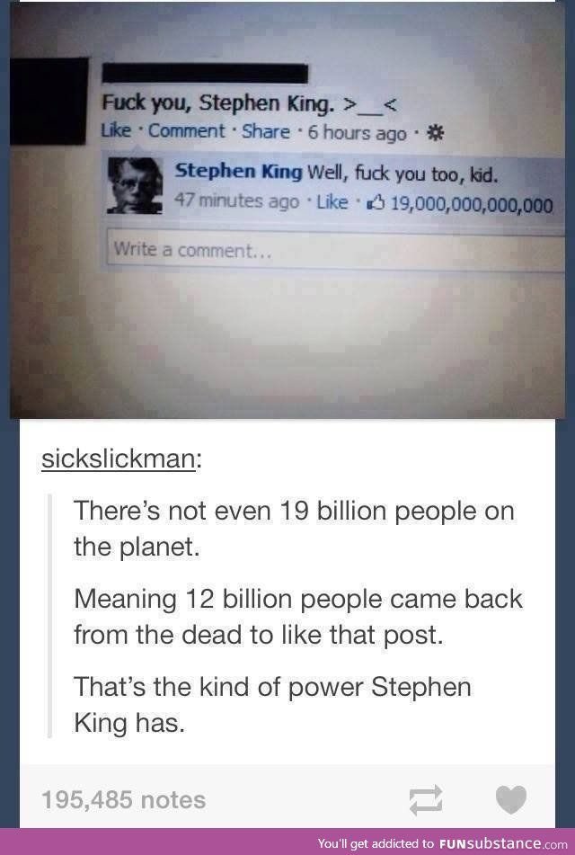 Happy Birthday Stephen King! Not only the master of horror - but of FB posts too. 