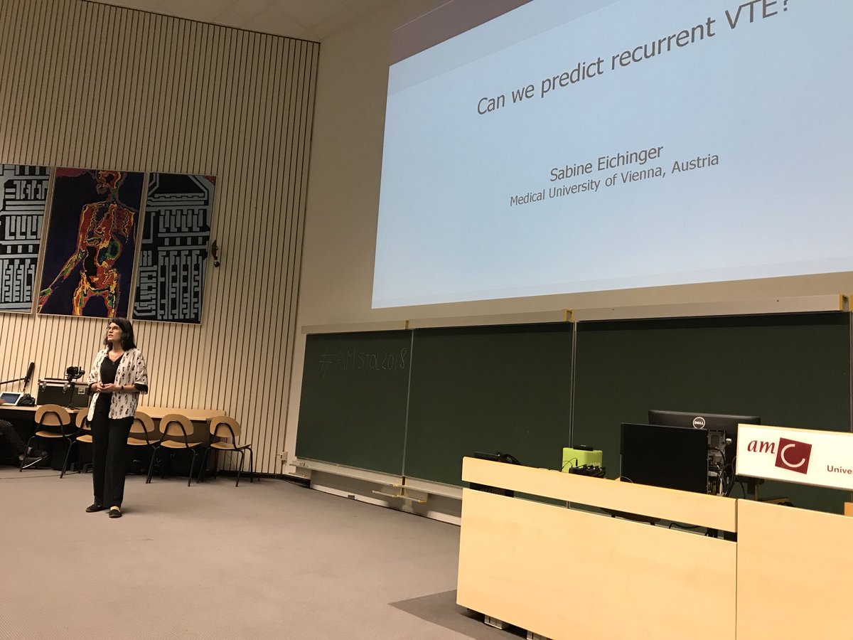 MiddeldorpS's tweet photo. Prof Sabine Eichinger shows that #VTE is a chronic disease. Very happy that she made it to Amsterdam to give a Keynote Lecture at #AMSTOL2018 https://t.co/L8zB451Ggb