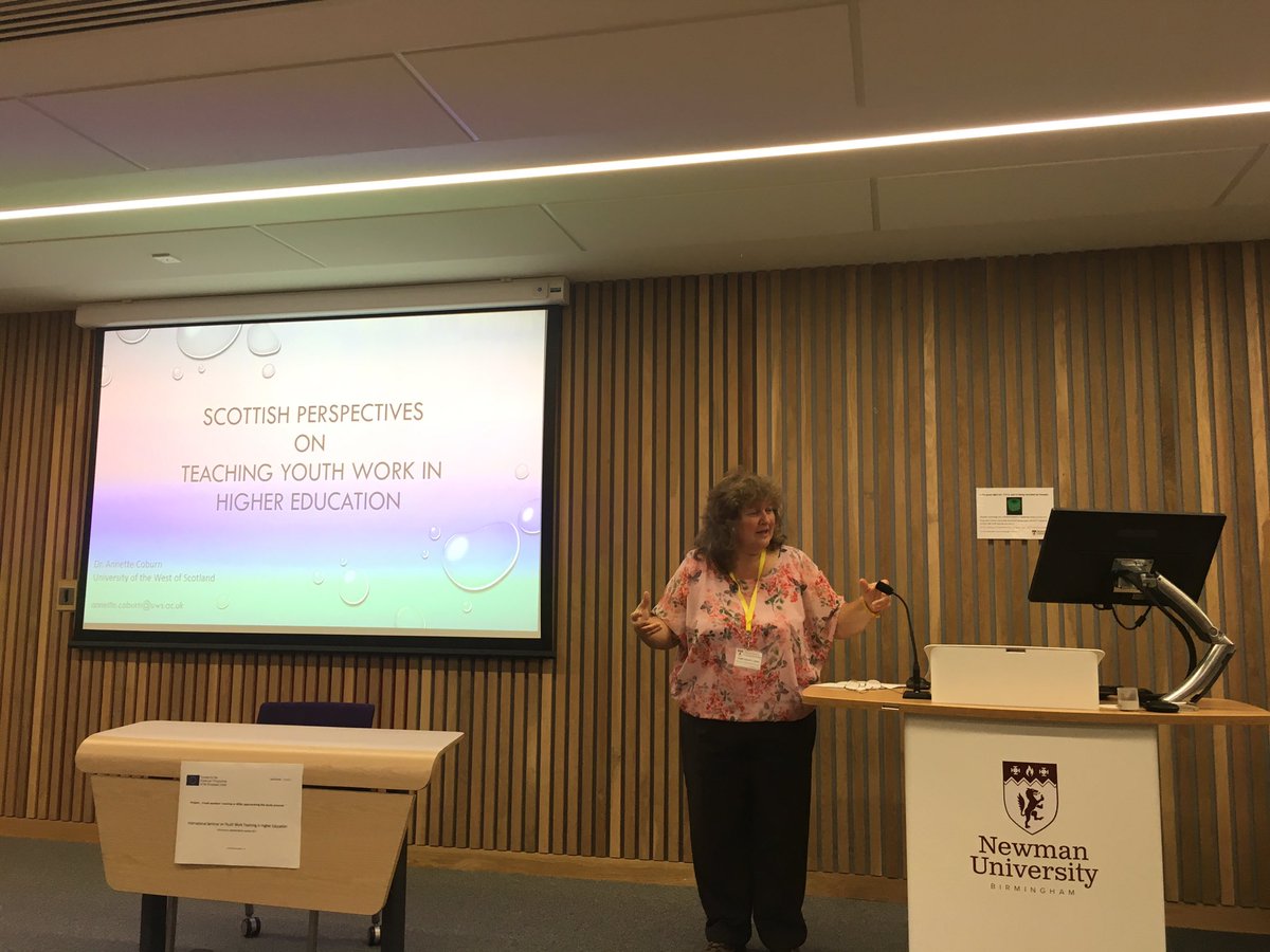 youthworkPG's tweet photo. International Seminar on how we teach youth work at University level listening to key note speakers: Annette Coburn, Adam Muirhead and Mick Conroy #youthworkmatters #newmanuniversity #ukperspective https://t.co/ccZ5ZulJWi