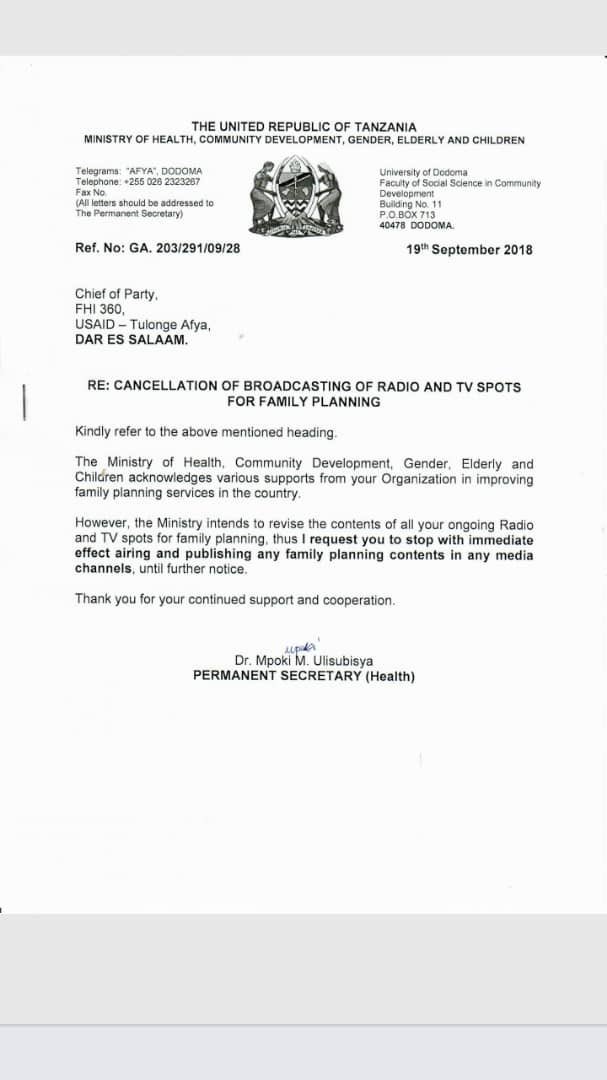 It’s regrettable the Government of Tanzania has embarked on an ill-informed drive to deprive couples the fundamental human right to choose when to have children and how many. The evidence is clear on health, environmental and economic benefits of family planning - so why this?