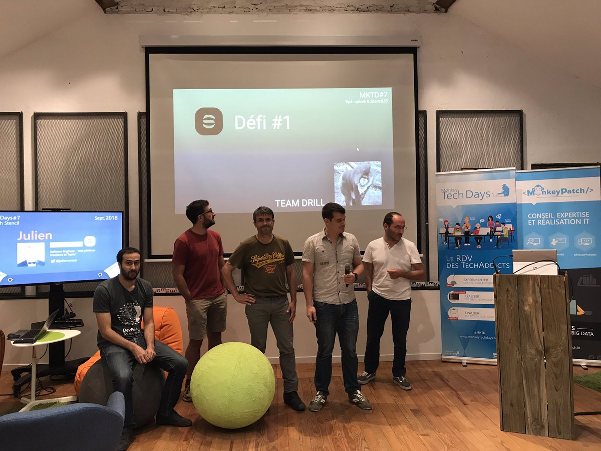 MonkeyPatch_io's tweet image. Pitch de l’équipe Drill sur #stencilJS. #mktd7