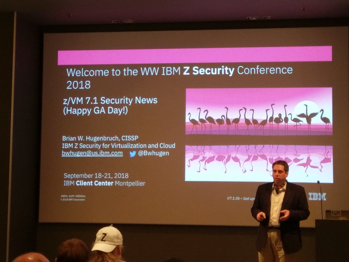 bdvalent125's tweet image. Happy Days are hear again for #IBMz clients as @Bwhugen discusses GA of #zVM 7.1 at #IBMzsec conference #mainframe #IBMLinuxONE