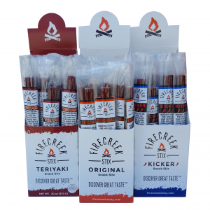 <a href="/firecreeksnacks/">FireCreek Snacks</a> We have shattered the stereotype of the typical snack stick.  Our FireCreek Stix are All-Natural, Gluten Free, MSG Free, Soy Free, High in Protein and Low in Sugar.  Guys love them, girls love them, kids love them. You'll Love Them!  
#thebestsnackintheworld
