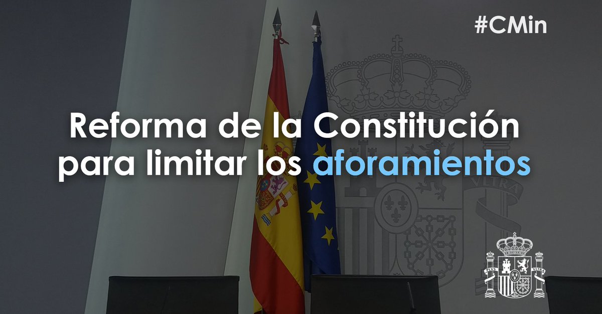Suprimir los #aforamientos para atender así la demandas de la sociedad española, que lleva años exigiendo ejemplaridad e igualdad entre la ciudadanía y sus representantes políticos. Es lo que ha aprobado hoy el Gobierno en el #CMin