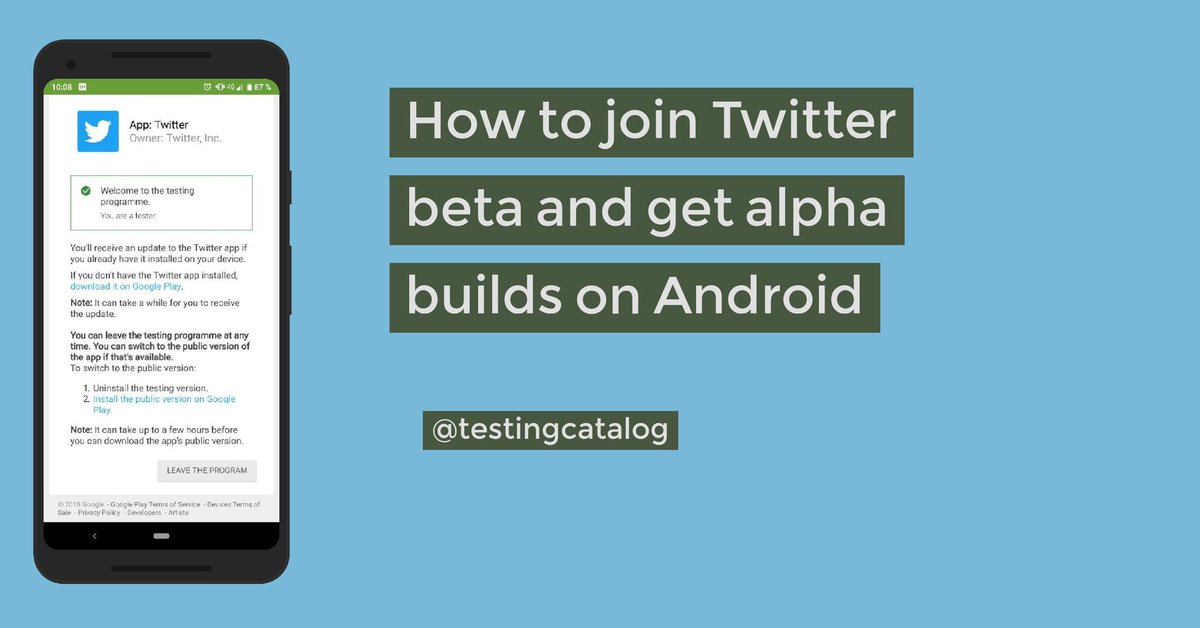 testingcatalog's tweet image. How to join Twitter beta and get alpha builds on Android
testingcatalog.com/report/amp/211

This time we are going to cover the topic "How to join Twitter beta" because the alpha program is full.

#twitter #twitterbeta #twitteralpha #twitterapp #twitterandroid #tweet