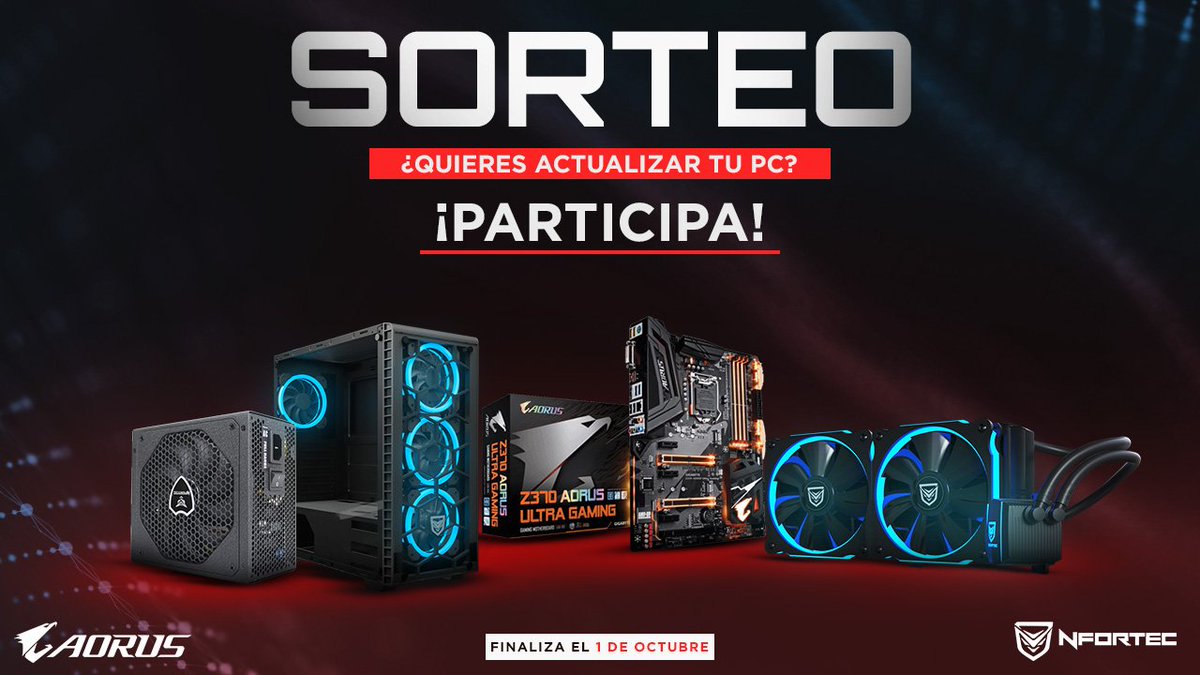 OnlyGerier's tweet photo. 🔷SORTEAZO con @aorus_es y @Nfortec_ES🔷

¿Quieres actualizar tu PC? Sigue los pasos y podrás ganar:
- Torre Nfortec Draco RGB.
- Fuente Nfortec Scutum Modular.
- Refrigeración líquida Nfortec Hydrus 240.
- Placa Aorus Z370 Ultra Gaming.

Participa ➡➡➡ https://t.co/OPD62huZhy https://t.co/1ICkkvawJB