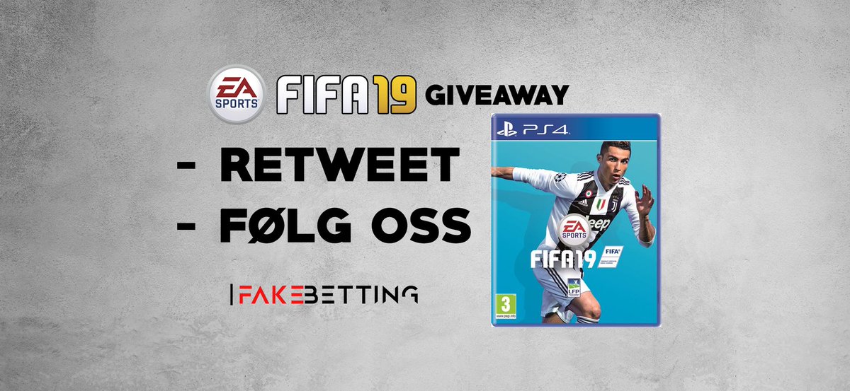 firstbetting_'s tweet photo. FIFA 19 GIVEAWAY💥

1 - RETWEET
2 - FØLG @Fakebetting

Vinner trekkes før lansering👊 https://t.co/0BUNzK00wY