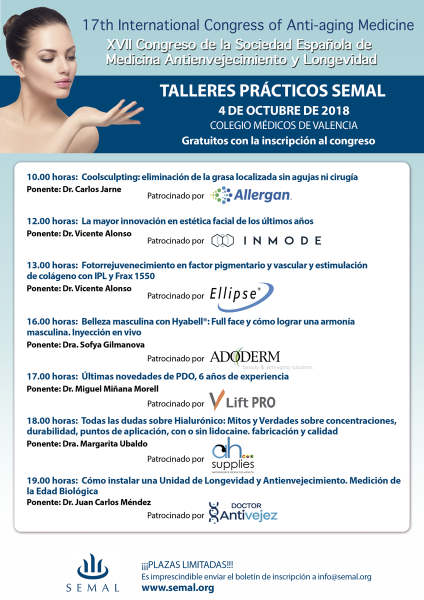 SOCIEDADSEMAL's tweet photo. Inscríbete en los talleres prácticos del XVII Congreso de #SEMAL, gratuitos con tu inscripción al congreso. Con las inscripciones realizadas antes del 24 de septiembre: regalo de inscripción al curso pre-congreso "The hallmarks of aging".

Más info:
https://t.co/Xs6lqa7E3M https://t.co/eo5aVtNfKy