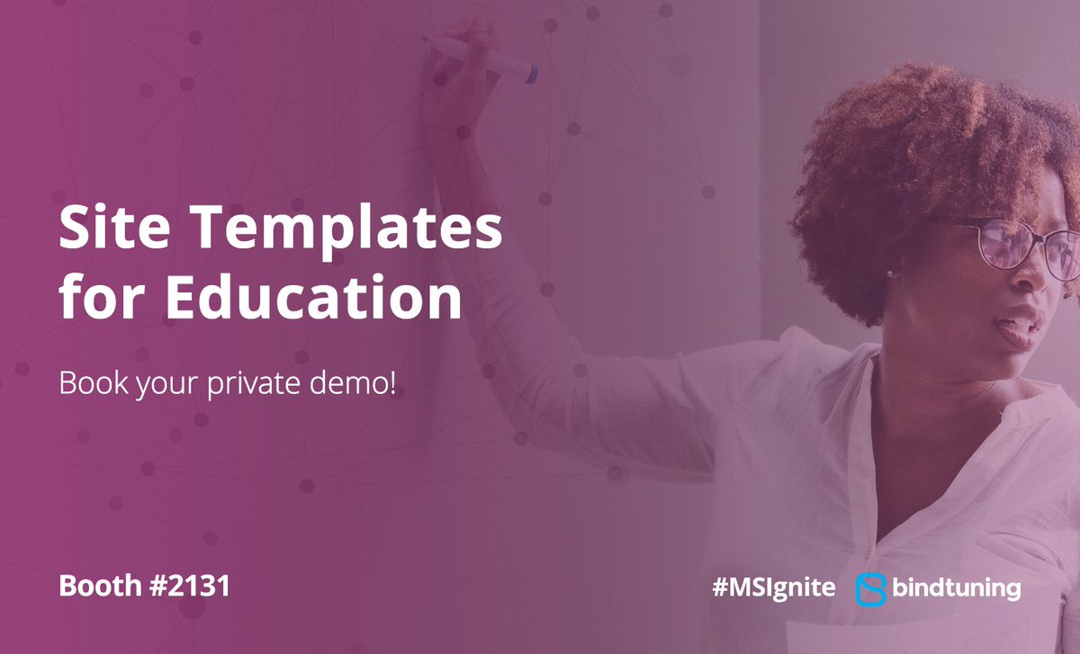 bindskins's tweet photo. Book your private demo at #MSIgnite👉https://t.co/w60Oh4Csiv. See how our new industry-specific #SiteTemplates adjust to your needs. #Education #ProvisioningEngine https://t.co/1Hr8Qdvgd7