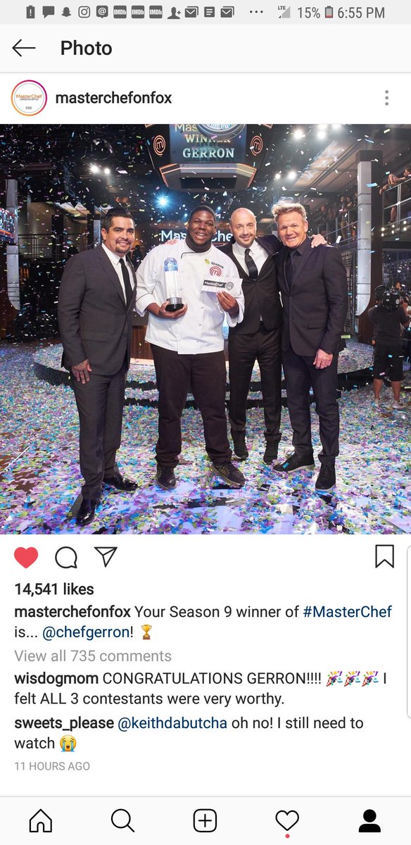 And almost 24 hours later, I’m still floating on a cloud! My MasterChef journey has been incredible and I have learned so much. Thank you all for the continued love and support! 
Always remember to DREAM BIG, THEN EXECUTE!! You are now looking at AMERICAS FIRST BLACK MasterChef!