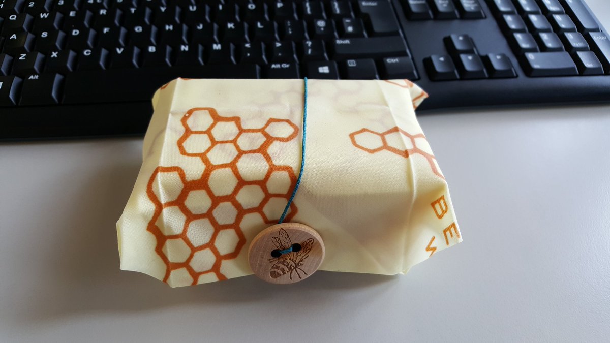 Having a go at #plasticfreefriday and my first trial of @BeeswaxWraps_UK to wrap my lunch. More environmental than cling film or plastic bags and I have to say it looks so much prettier - now that's a bonus!