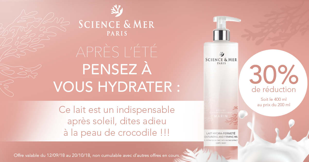Scienceetmer's tweet image. Profitez de l'offre Science &amp;amp; Mer jusqu'au 20 octobre. Notre best-seller corps à - 30% : scienceetmer.fr/lait-hydratant…