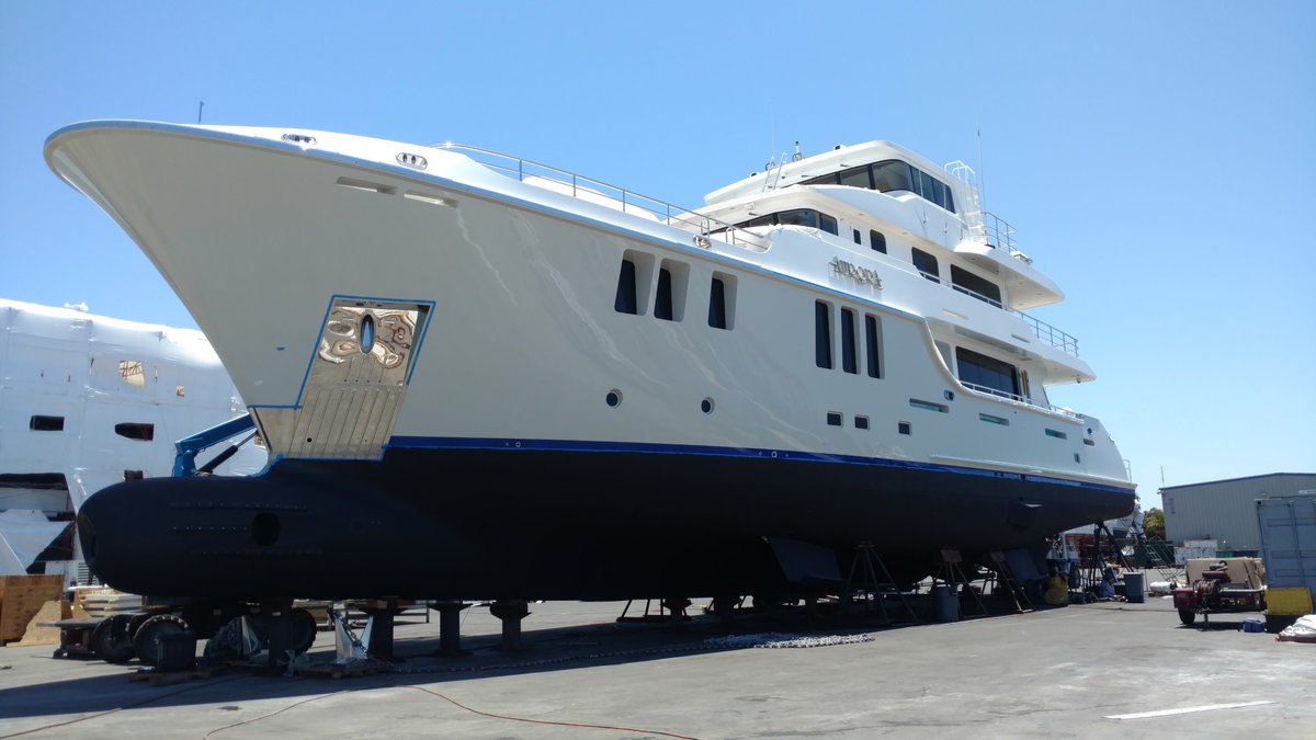 SeaHawkEurope's tweet photo. Projects: Built in 2013 by #Nordhavn #Yachts at 36.75m (120'6"ft) #superyacht "Aurora" recently having her finishing touches of @seahawkpaints Biocop TF #paint system

#Aurora #BiocopTF #NordhavnYachts #superyacht @DestryDarr @NordhavnYachts @seahawkpaints https://t.co/CkwCjPDQlR