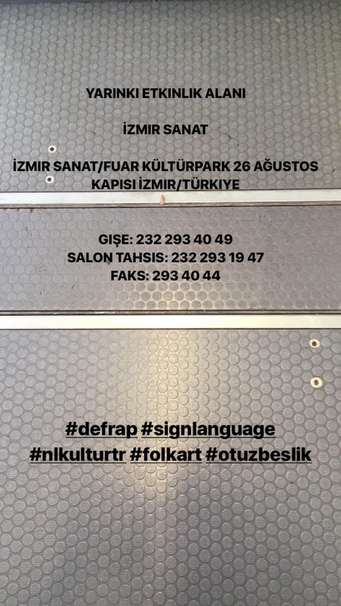 defrapband's tweet photo. 22 Eylül Cumartesi İzmir Sanat’taki atölye çalışmamıza katılmak isteyen sagir arkadaşlar için adres bilgisi aşağıdadır. Yarın görüşürüz! https://t.co/fJunOfjeir