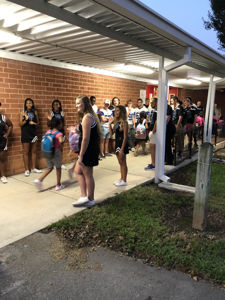 ProspectESNC's tweet photo. Thank you @ParkwoodHS_NC for greeting our students this morning! We know how to synergize in the Parkwood Cluster! @PWRebelsFB @UCPS_MonroeNC https://t.co/0OglxeeYZH