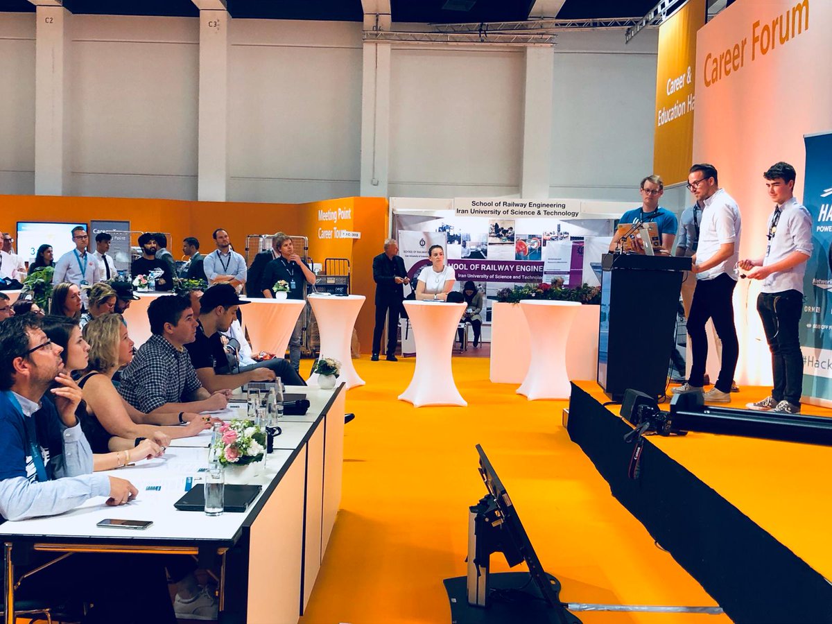 hackpartners's tweet image. Team WEARS are the first finalists up, they have take @SiemensMobility 's challenge is to provide improved protection to the workers on the railways by using their WEARS technology! #HackTrainIT #InnoTrans2018