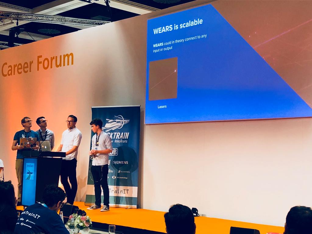 hackpartners's tweet image. Team WEARS are the first finalists up, they have take @SiemensMobility 's challenge is to provide improved protection to the workers on the railways by using their WEARS technology! #HackTrainIT #InnoTrans2018