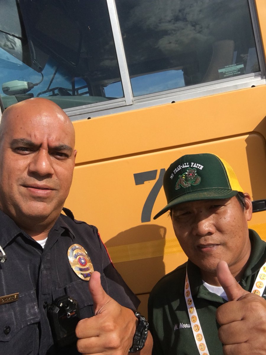 lcisd_pd's tweet photo. Rode along in one of the safest, highly visible transportation vehicles on the road: a school bus! I challenge Coach Gonzales to #RideABus challenge! https://t.co/T0sCWXXGmi