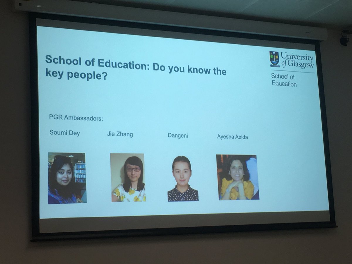 PGR matters workshop. Warm welcome for all new students and feel free to ask PGR ambassadors questions 😀 <a href="/UofGEducation/">School of Education</a>