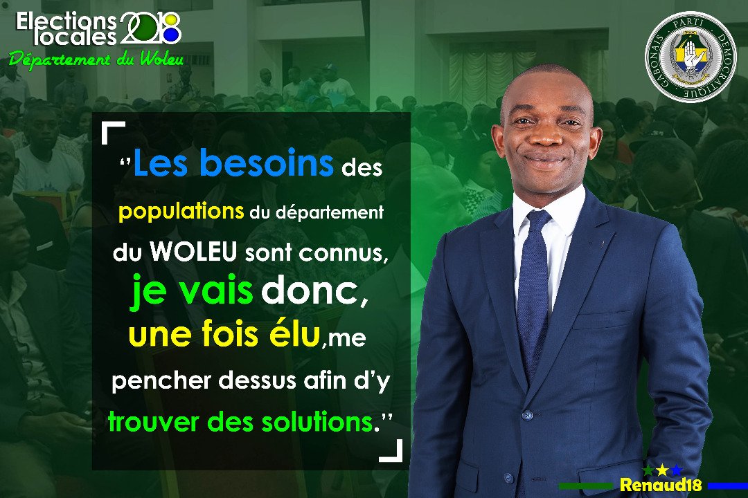 "Une foi élu, je vais m'atteler à trouver des solutions aux besoins des populations du WOLEU"
#RenaudAllogho 
#VotonsRenaudAllogho
#TeamRAL18