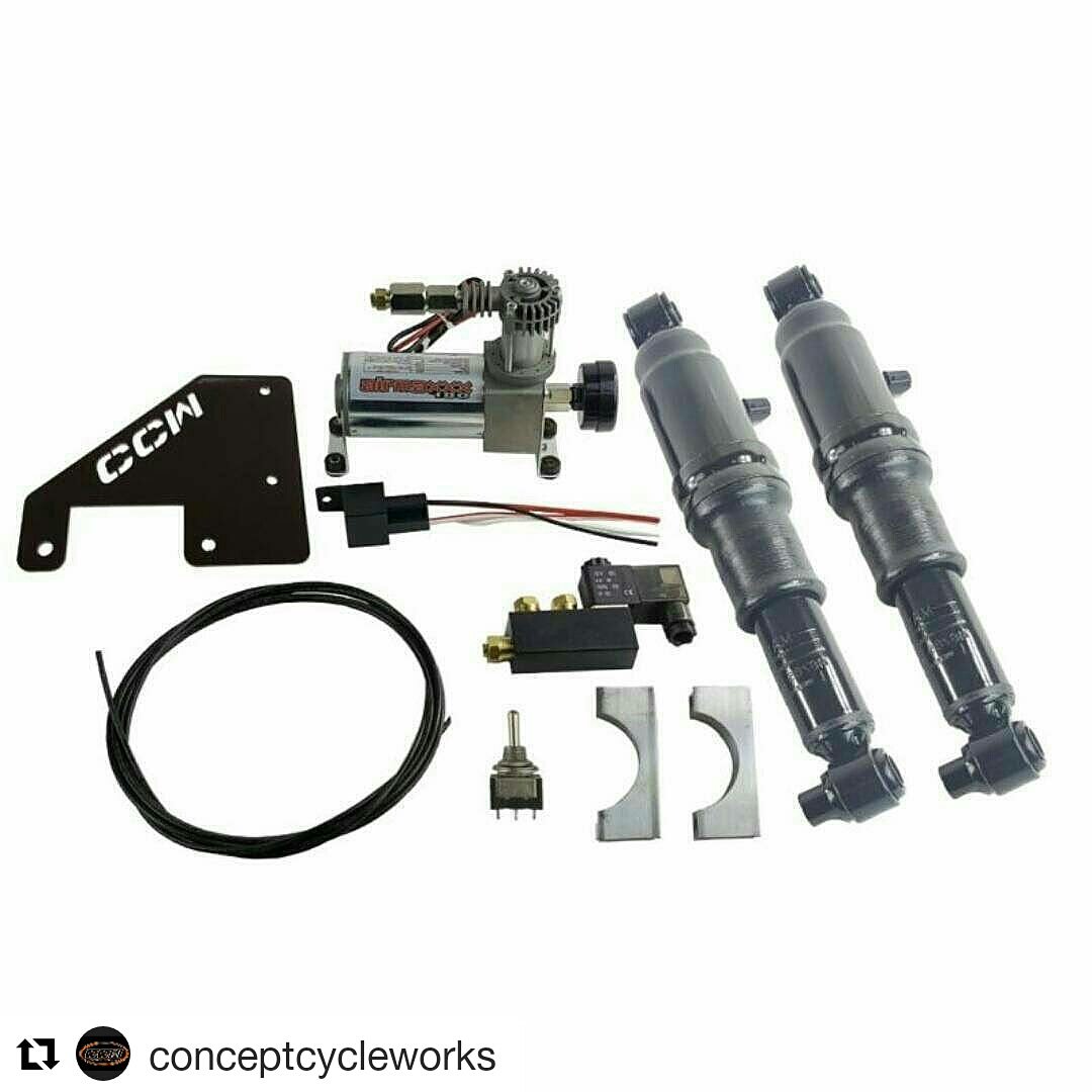 ConceptCW's tweet photo. CCW #HarleyDavidson Rear #AirRide Kit For #Baggers Touring *UPGRADE KIT W BRACKET*  Upgraded valve, Fittings, switch, and mounting brackets!  Brand new, straight of out the box and shipped for $279.  Feel free to message me for more info! The eBay link is https://t.co/i4txsTRl1P https://t.co/hBRnCKu1tc
