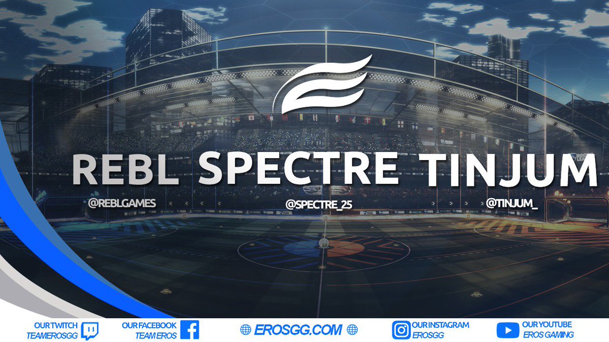 ErosCollective's tweet photo. Welcome Eros new Rocket League team!

- @Tinjum_ 
- @spectre_25 
- @ReblGames 

#ErosRL #ErosFam #GoEros https://t.co/7FyBFuppVA