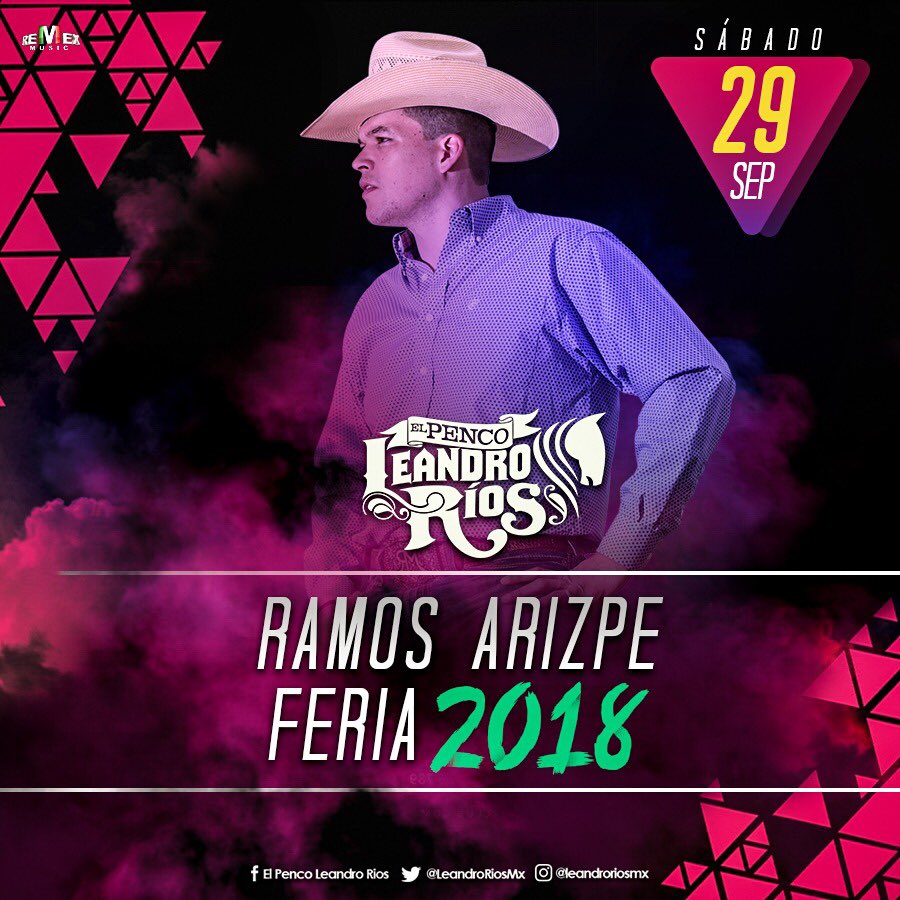 LeandroRiosMx's tweet photo. 🎡Este próximo 29 de Septiembre nos vemos en la Feria #RamosArizpe2018, los esperamos‼️ #LaDecadaDelPenco #RemexMusic https://t.co/SbZ3GsimzU