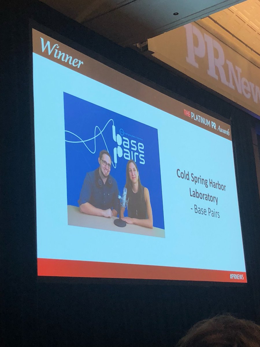 CSHL's tweet photo. Think #BasicScience can't make for exciting storytelling? Think again.
Base Pairs just came out on top at the @PRNews #PlatinumAwards! 🥳🎉
It's not your average #science #podcast. Check it out
on @ApplePodcasts 🔊 https://t.co/rHxlOYDXVz
or @Stitcher 🔊 https://t.co/G8n7yT71z0 https://t.co/SySIhTG6kx