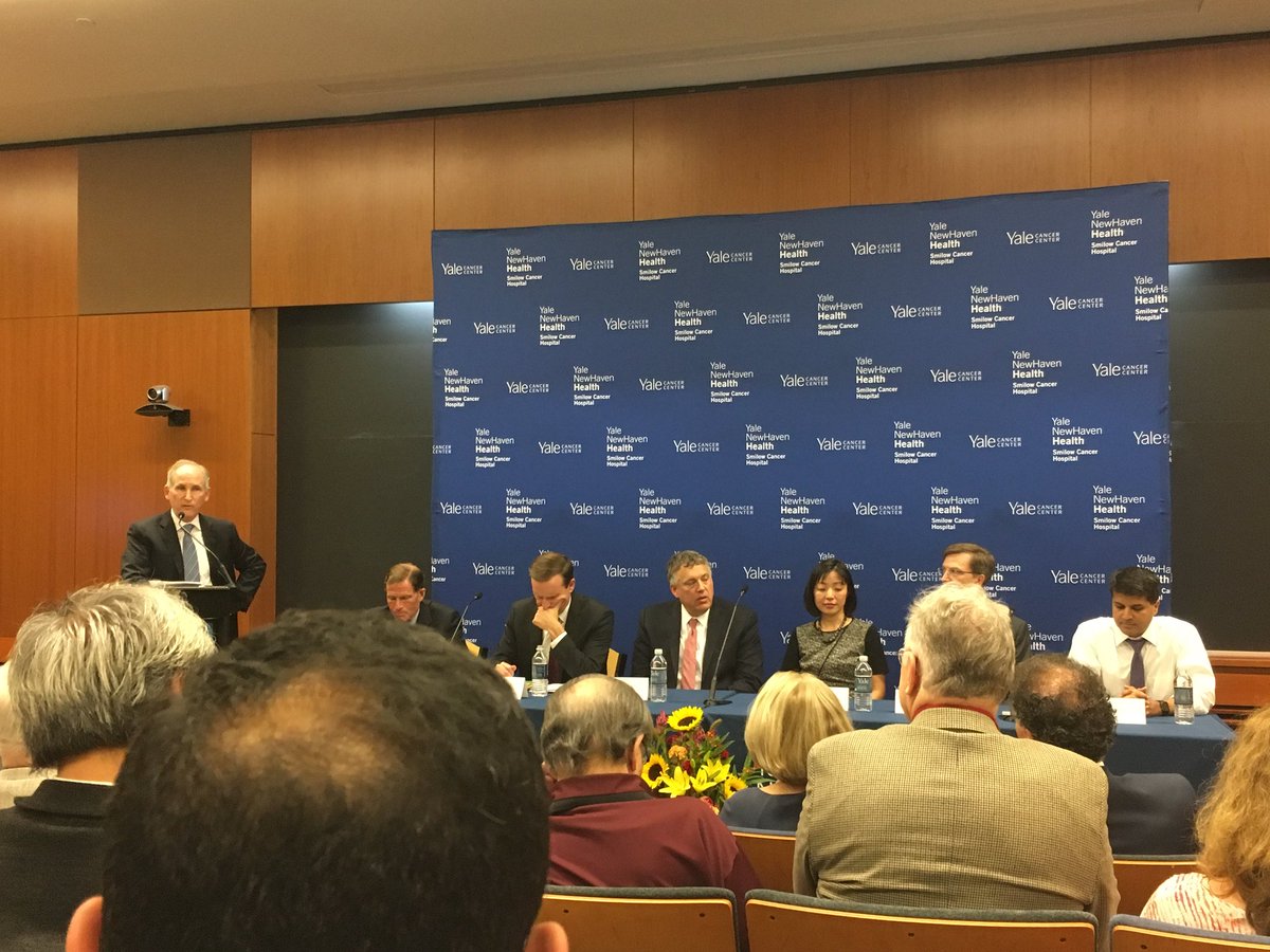 Fantastic panel for the #BidenCancerSummit @YaleCancer today with Senators @ChrisMurphyCT @SenBlumenthal and cancer researchers @CharlesFuchsMD @DrRoyHerbstYale @VirusesImmunity and @ranjitbindra