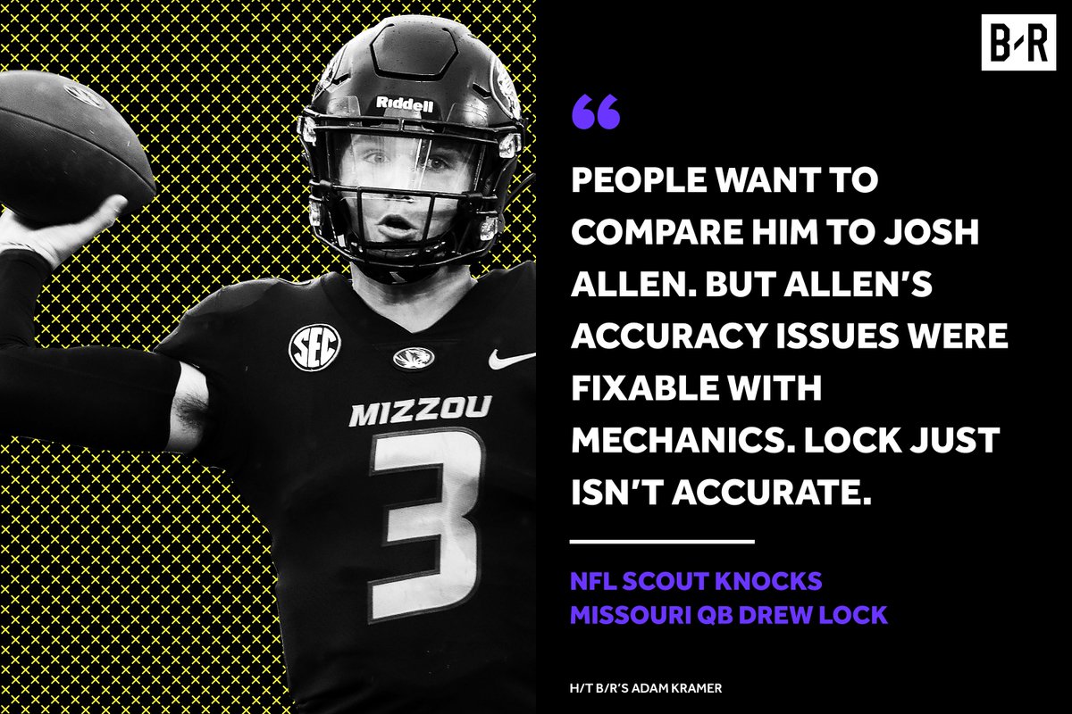 BleacherReport's tweet photo. Missouri QB Drew Lock set an SEC record with 44 passing TDs, but scouts are torn over his NFL potential https://t.co/qjDfY0CkaA https://t.co/8OTbjlbE06