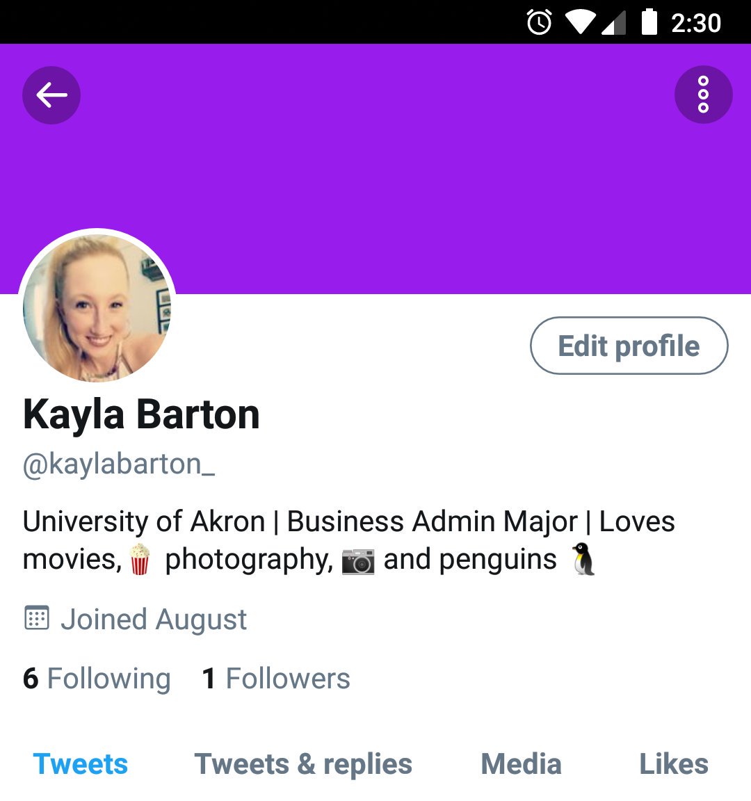 kaylabarton_'s tweet photo. @JennLStevens @neilpatel I updated my bio from short and simple to it being a better way to represent who I am. I also updated my profile picture so that you can see who I am. #ICMKTG #UAkronMarketing https://t.co/wAnPiHDbtN