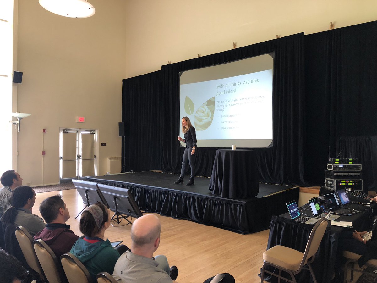 To deescalate situations like flame emails, tense meetings, and when given feedback, assume good intent!