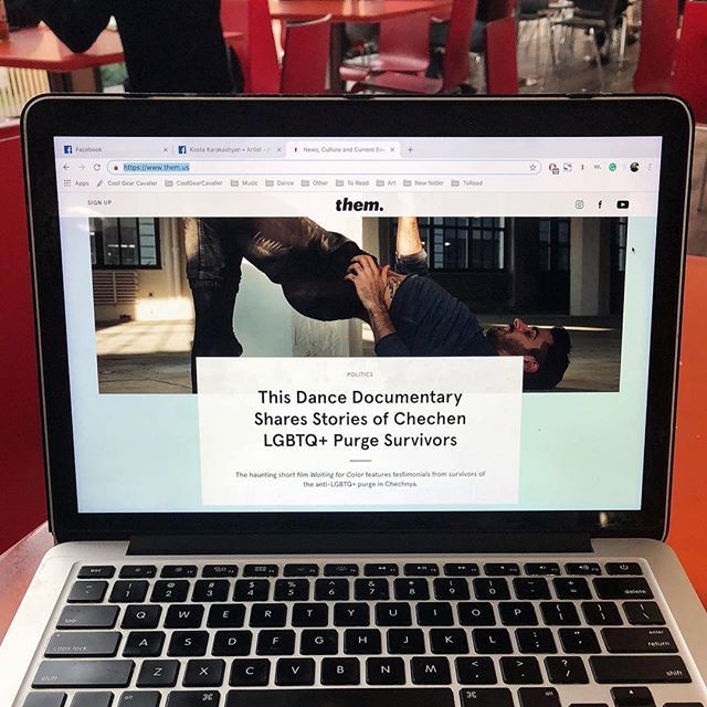kkarakashyan's tweet photo. Our documentary dance film #WAITINGFORCOLOR on the front page of @them 😱! So proud of the whole team. Thank you to @jpbrammer for the interview and for keeping the ongoing LGBTQ+ persecution in Chechnya in the public eye. Read more about the film, wa… https://t.co/enSgOaf9LB https://t.co/agbr3w9FBR