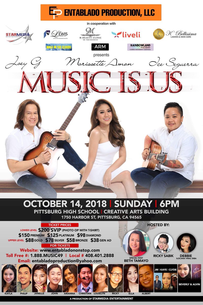 MowienaticsUAE's tweet photo. TO ALL OUR KABABAYAN in Pitsburg California...Catch these powerhouse Trio on October 14 2018 Sunday 6pm and experience aone musical night with ICE SEGUERRA JOEY G. &amp; ASIA'S PHOENIX MORISSETTE!

GET YOUR TICKETS NOW!!!
https://t.co/13iknrHHoY

PLEASE SHARE MOWIENATICS!😊 https://t.co/hQ89Ph7Cil