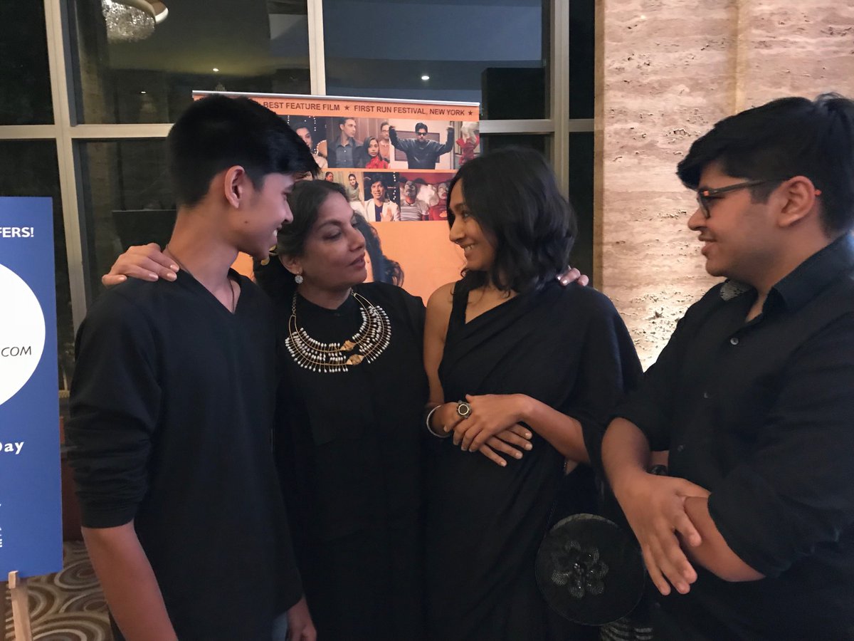 With ⁦<a href="/dhruvi_acharya/">Dhruvi Acharya</a>⁩ and her sons Aman and Malhar at a special screening of #Manish Acharya’s #Loins of Punjab 11 years after it was 1st released.. laughed my guts out. What a talented filmaker Rehne ko sada dehr mein aata nahin koi/ tum jaise gaye aise bhi jasta nahi koi