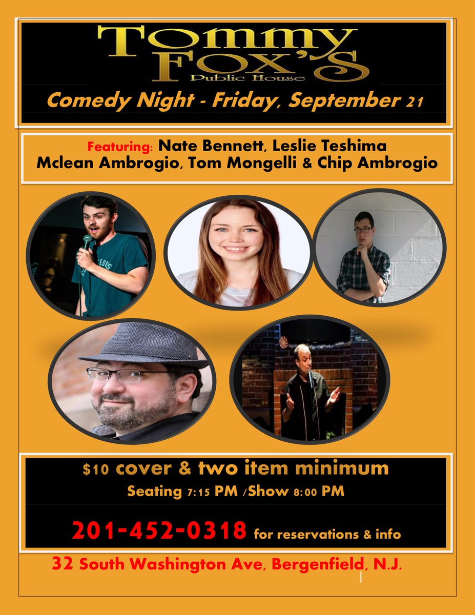 ChipAmbrogio's tweet photo. To welcome you back from our summer break, we are waiving the cover for tonight's show at #TommyFox's. To get the free cover, please call 201-452-0318. The two item minimum is still place.
Thanks and we'll see you tonight! https://t.co/F2ndMrsa7p