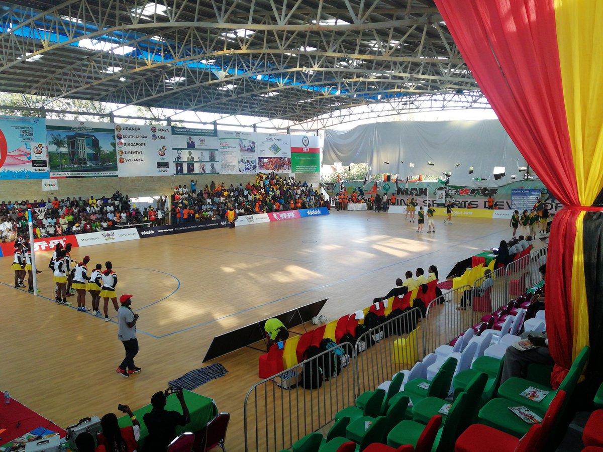 Makerere's tweet photo. Teams #Uganda vs South Africa will be on in a few mins in the #wunc2018kampala Gland Final #etuuke https://t.co/sf3O6CdNko