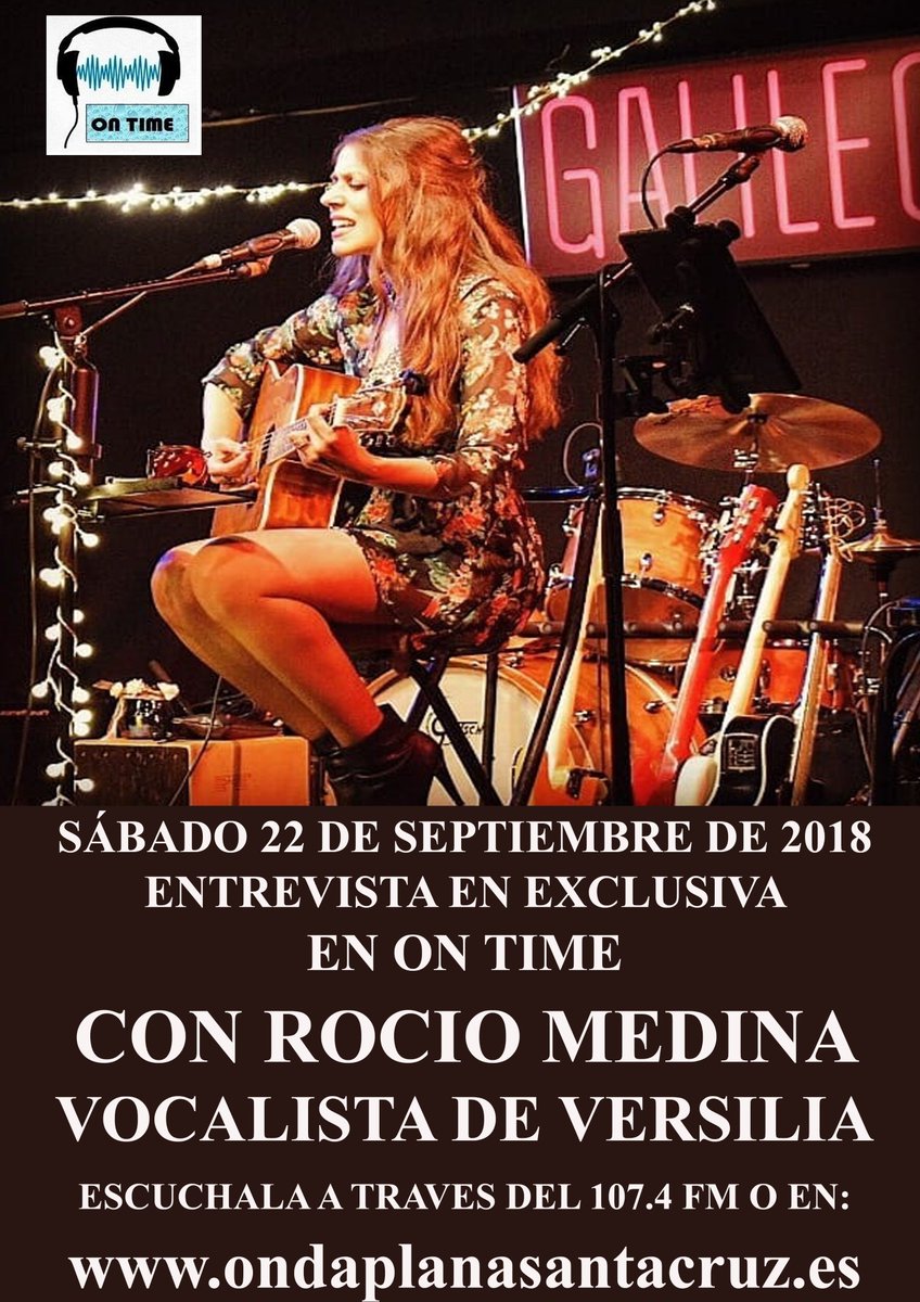 ontime201620161's tweet photo. Un nuevo programa de ON TIME, os invitamos a que lo escuchéis, tenemos una sorpresa y ademas la entrevista de Rocio Medina vocalista de Versilia que merece la pena conocer. Todo esto desde las 10 de la mañana en el 107.4 de la FM o a través de https://t.co/imvs0Qd1Kj https://t.co/hxGvvE4iue