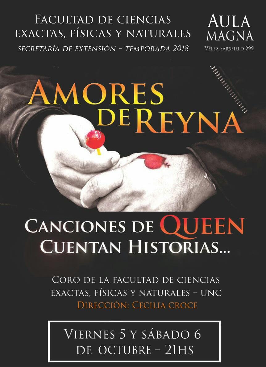 ¿Te lo perdiste? ¿Querés volver a verlo? Ya llega "AMORES DE REYNA" 👑 Canciones de QUEEN cuentan historias.

👉 Viernes 5 y sábado 6 de octubre - 21hs.
👉 Anticipadas: $150 Rubén Libros (Dean Funes 163 local 1)
👉 En puerta: $200 (Promoción para estudiantes y jubilados $150)