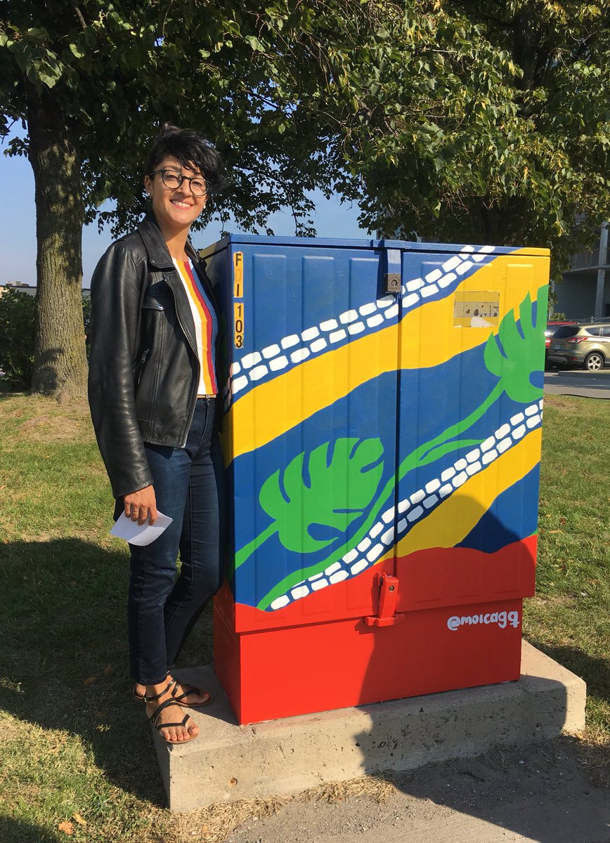 scararts's tweet photo. Congrats to our Development Manager Monica Gutierrez on the unveiling of her new #bellboxmural at Birchmount and Lawrence! #scarbTO https://t.co/M5xzJ4Sxfh