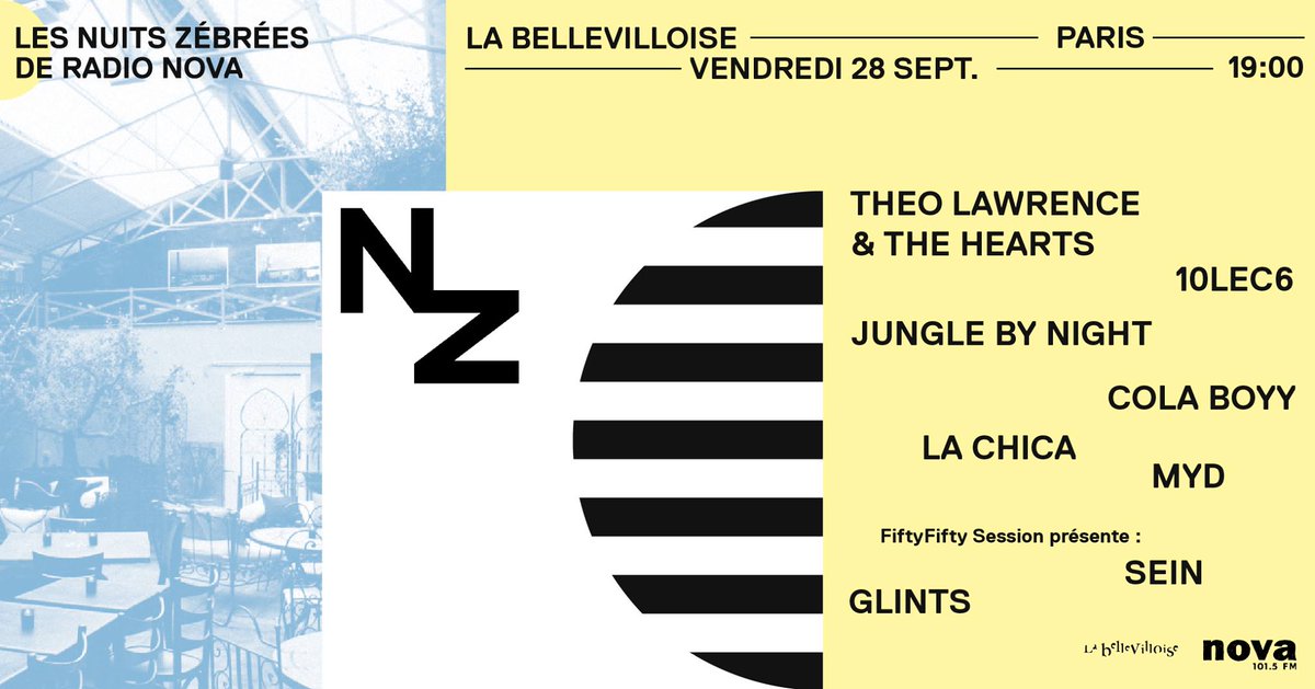 Le vendredi 28 septembre, on fête le grand retour des Nuits Zébrées, qui débutent leur quinzième saison, à @labellevilloise ! bit.ly/2D6J87B #NZNova