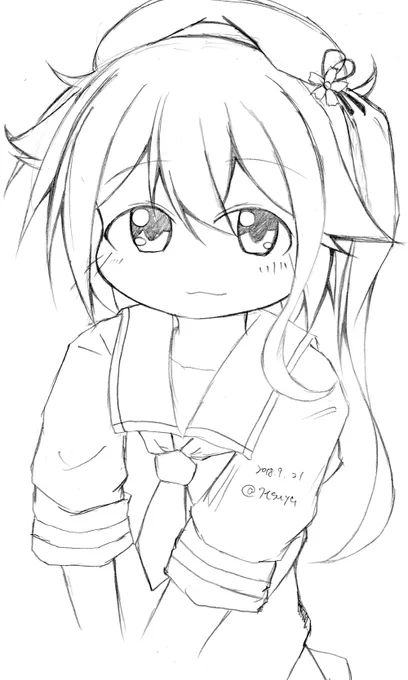 #艦これ版深夜の真剣お絵描き60分一本勝負 
#艦これ版真剣お絵描き60分一本勝負_20180921

春雨 