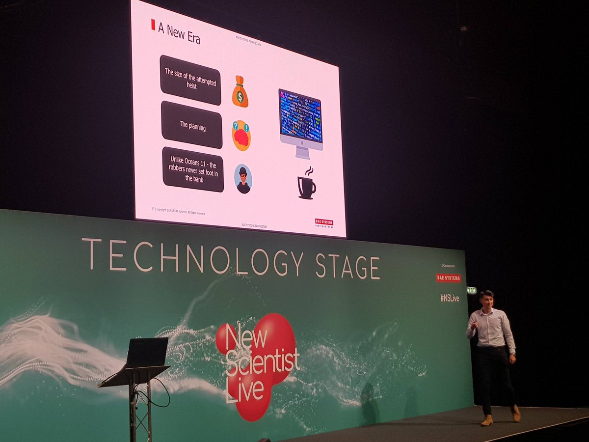 BAESystemsplc's tweet image. Captivated audience at the #TechnologyZone stage listening to @BAESystems_AI &apos;s Joseph Rooke discussing the most audacious attempted Bank Heist in history @newscilive #NSLive