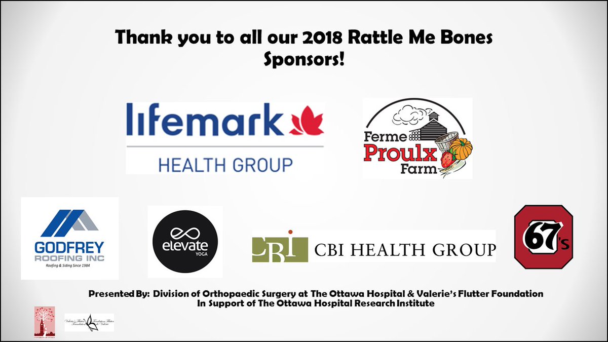 Huge shoutout to all our 2018 sponsors for making this year possible! <a href="/LifemarkHealth/">Lifemark</a> <a href="/CBIHealthGroup/">CBI Health</a> <a href="/GodfreyRoofing/">Godfrey Roofing Inc.</a> #ElevateYoga #ProulxBerryFarms <a href="/VGHLOttawa67s/">Ottawa 67s</a> @FlutterFnd <a href="/UOttawaOrtho/">UOttawaOrtho</a> #RattleMeBones2018 #CancerResearch